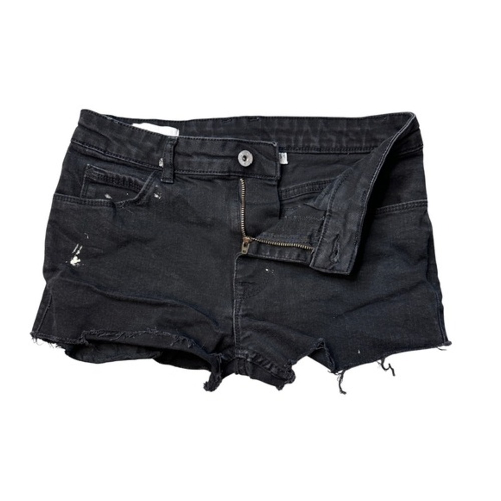 Collusion Shorts Womens 30 Black‎ x001 Skinny Denim Cut Off Paint Splatter